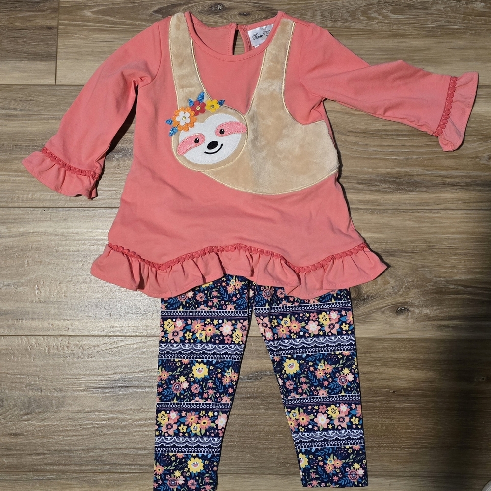 Rare Editions Pink and Tan Sloth Kids Matching Set